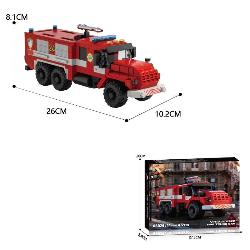 Xbert 66024 Vintage 4320 Fire Truck 6X6 Model Building Set
