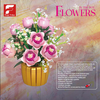 FreeTribe 11013 The Pink Roses in a Golden Vase