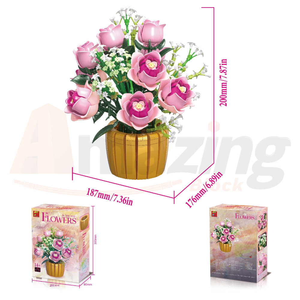 FreeTribe 11013 The Pink Roses in a Golden Vase