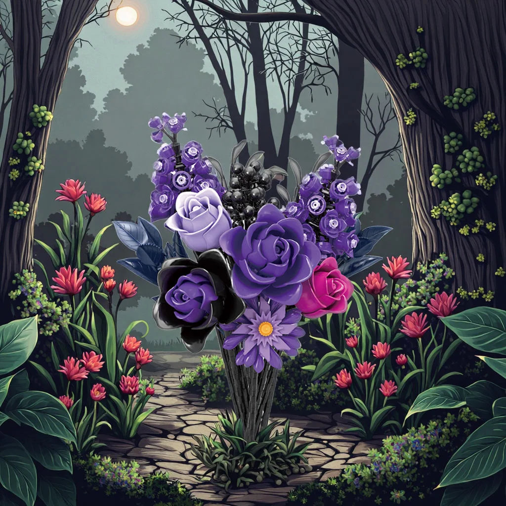 KK 20008 Gothic Purple Rose Bouquet