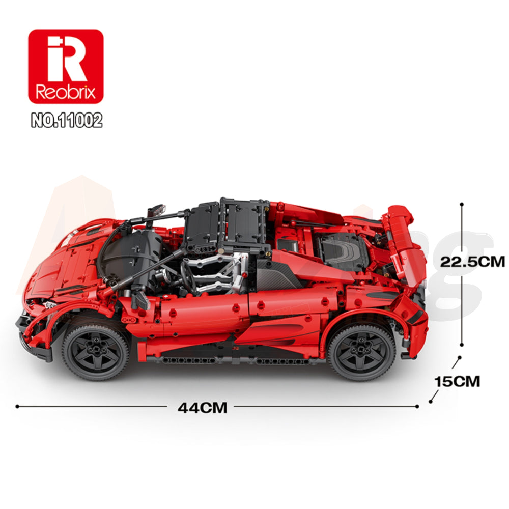 Reobrix 11002-D The 1:10 Scale Red 675LT Spider (Motorized Model)