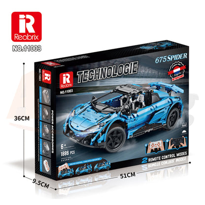 Reobrix 11002-D The 1:10 Scale Red 675LT Spider (Motorized Model)