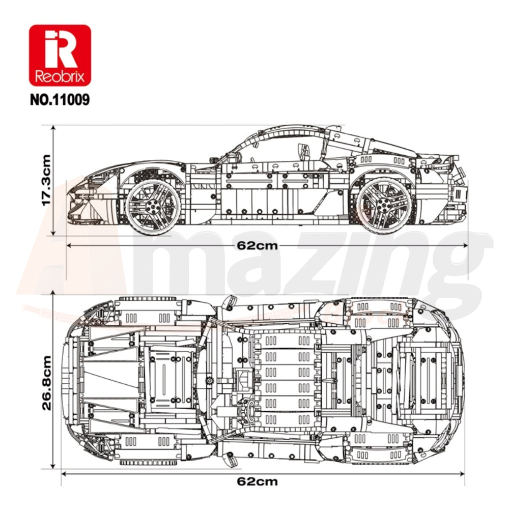 Reobrix 11009-D The Maserati GranTurismo 110th Anniversary Edition (Motorized Model)