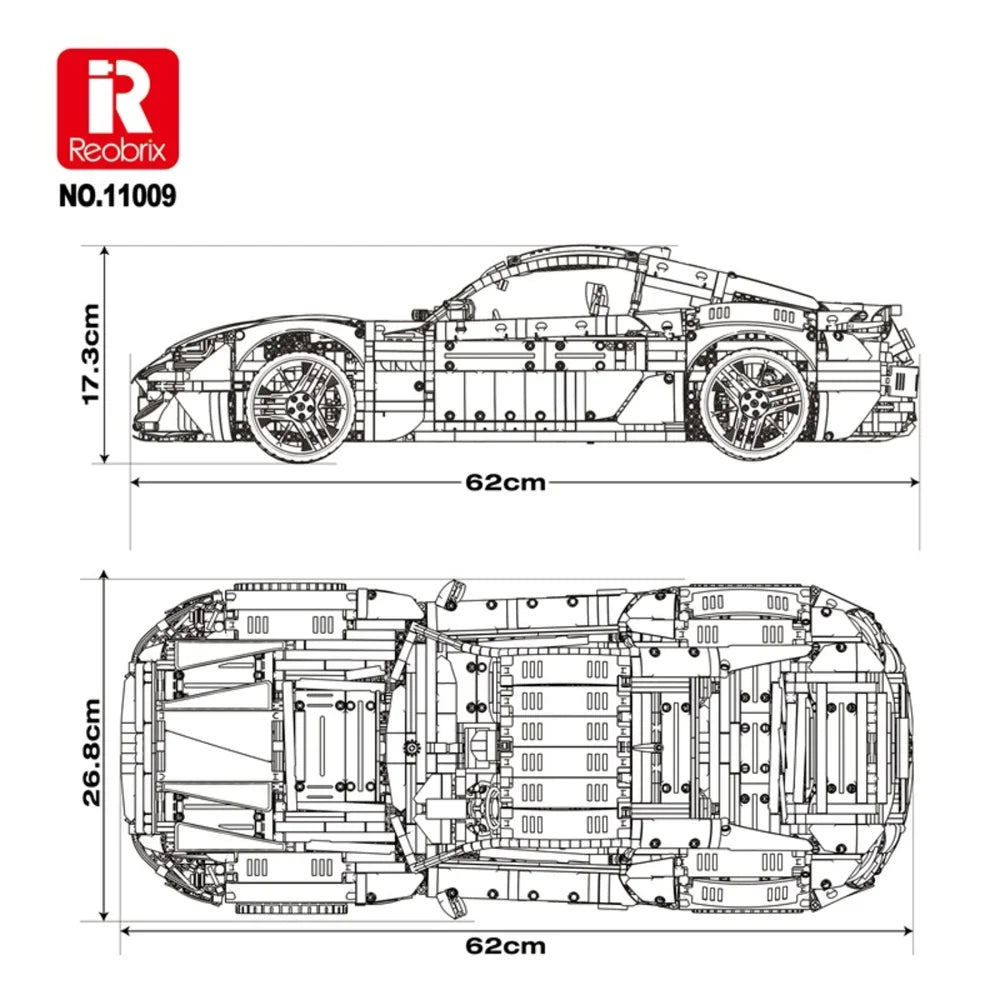 Reobrix ZZ11009-D The Maserati GranTurismo 110th Anniversary Edition (Motorized Model)