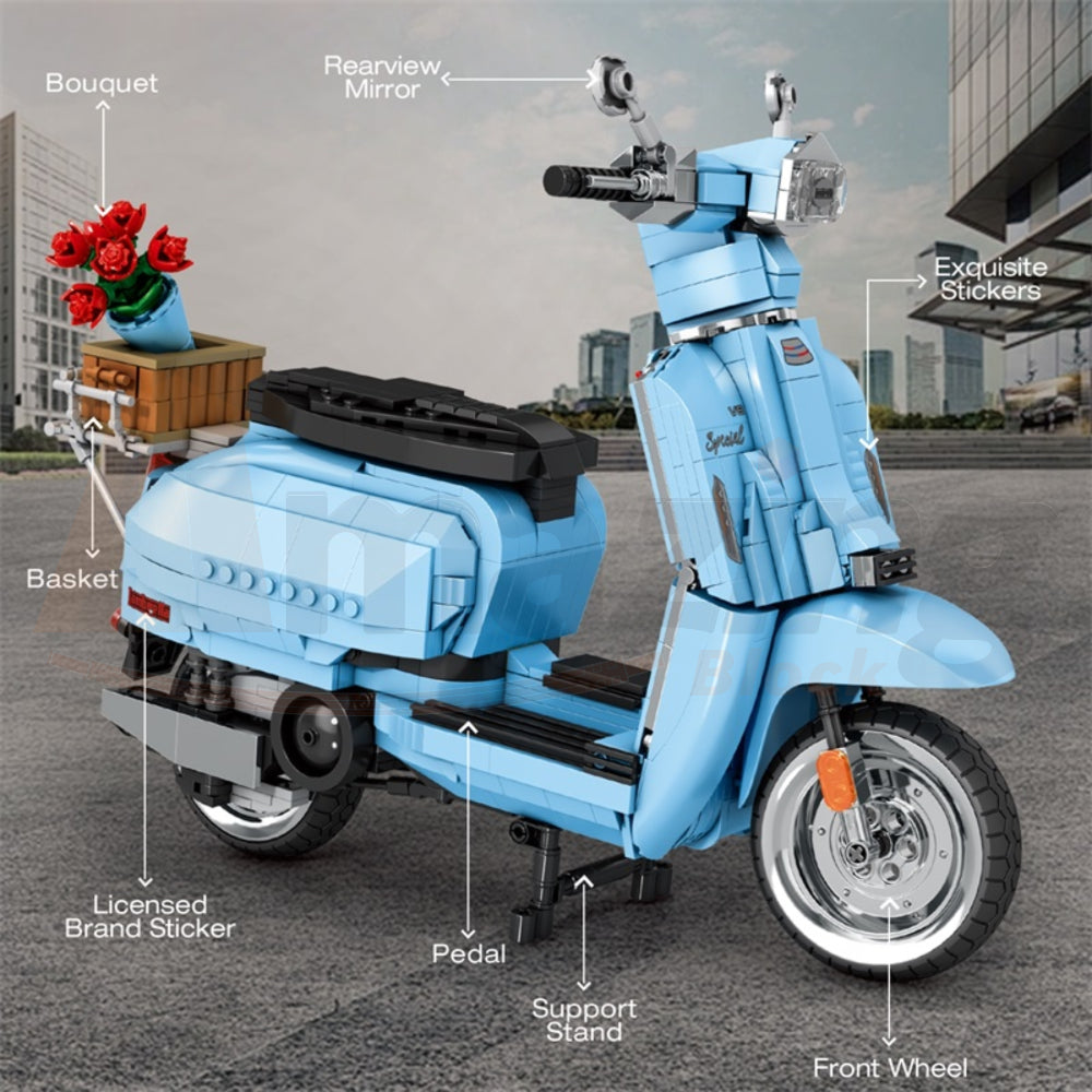Reobrix 11037 The Retro Scooter Blue