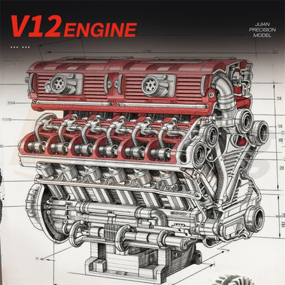 Reobrix 33017 The V12 Engine with Motor