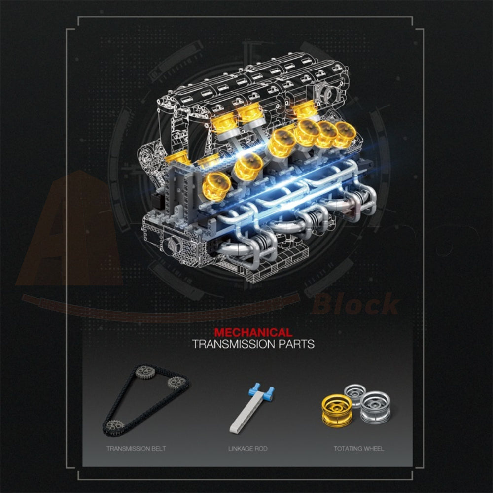 Reobrix 33017 The V12 Engine with Motor