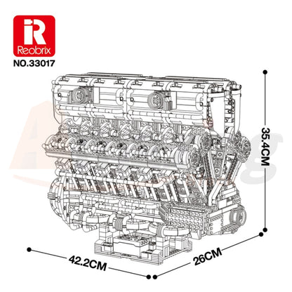 Reobrix 33017 The V12 Engine with Motor