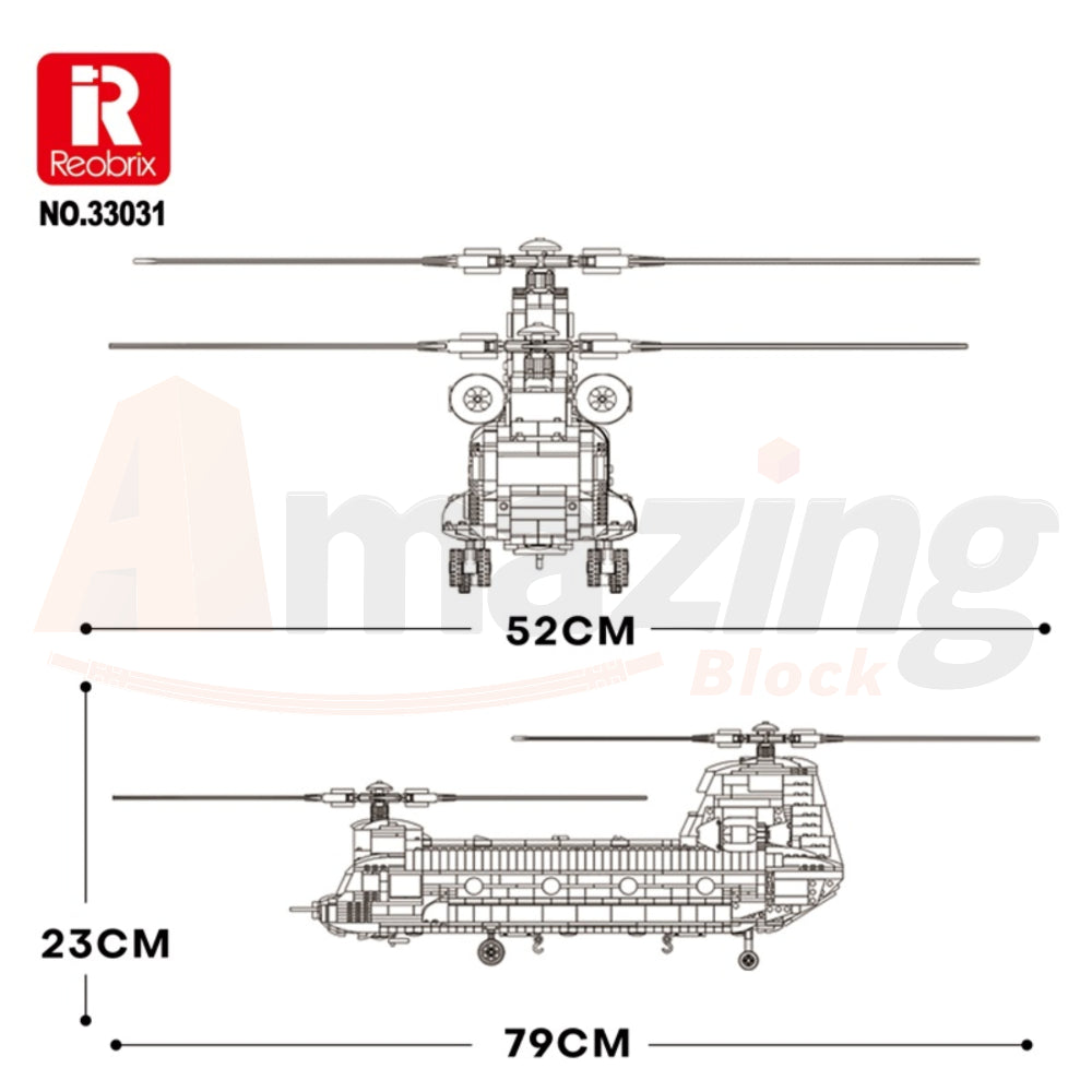 Reobrix 33031 The CH-47 Transport Helicopter Chinook without Minifigures
