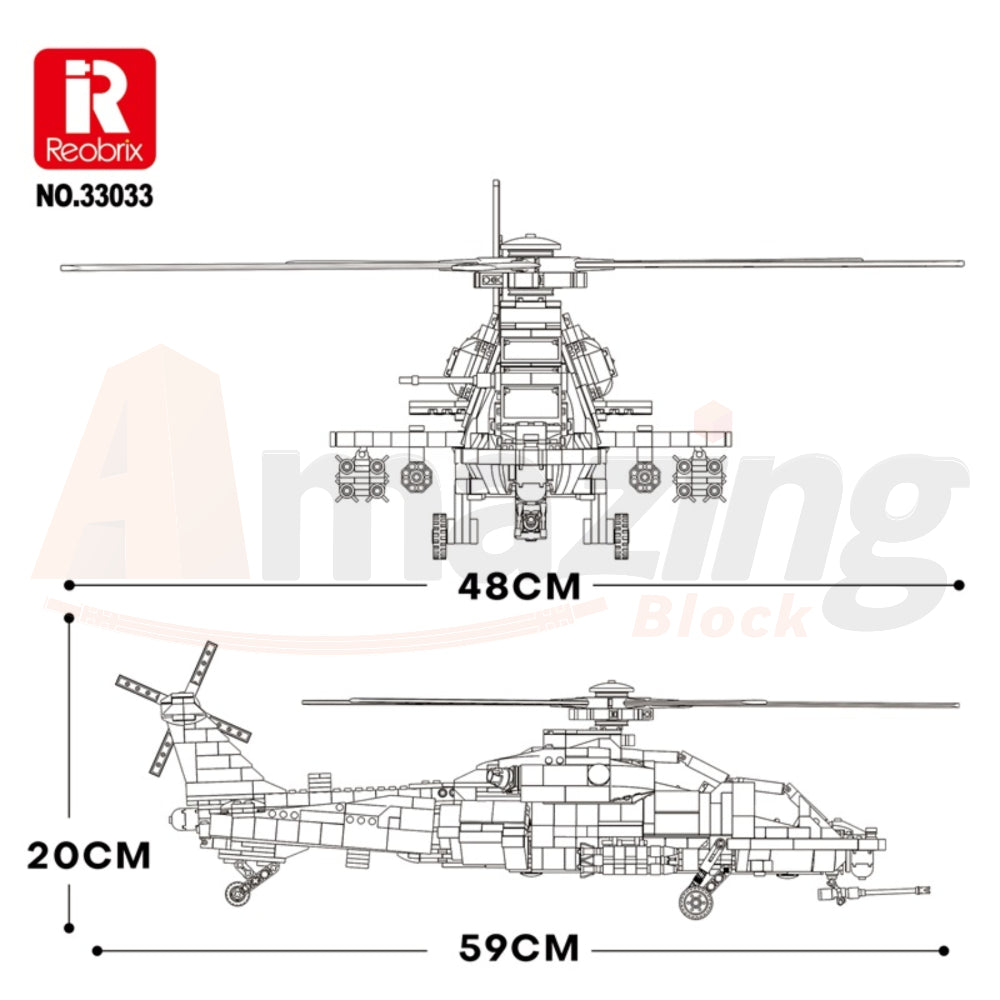 Reobrix 33033 The WZ-10 Helicopter