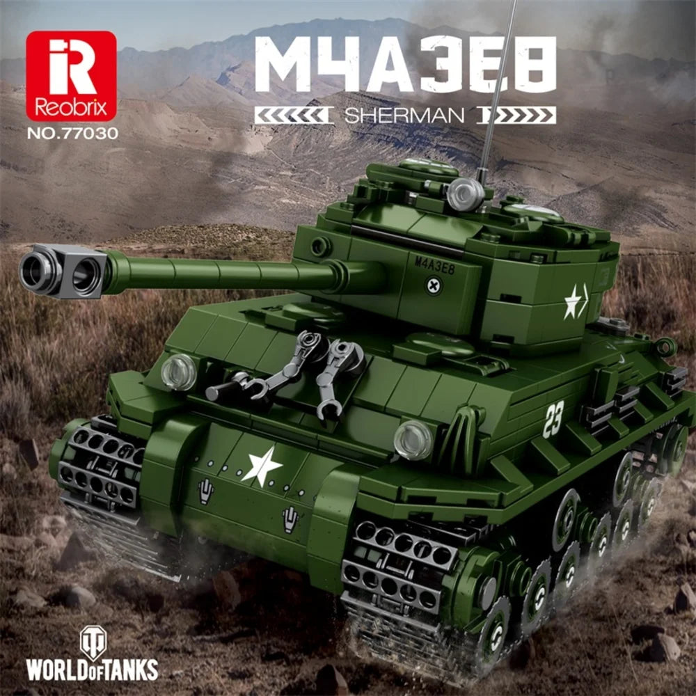 Reobrix ZZ77030 The M4A3E8 Sherman Tank