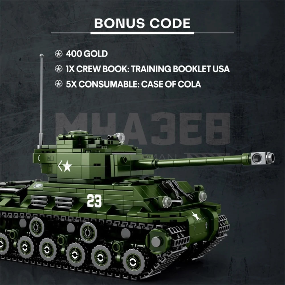 Reobrix ZZ77030 The M4A3E8 Sherman Tank