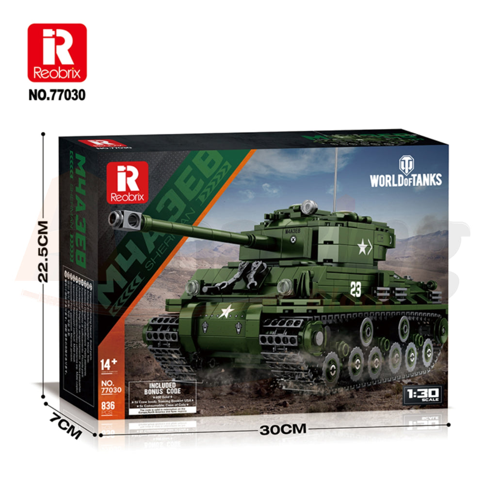 Reobrix 77030 The M4A3E8 Sherman Tank