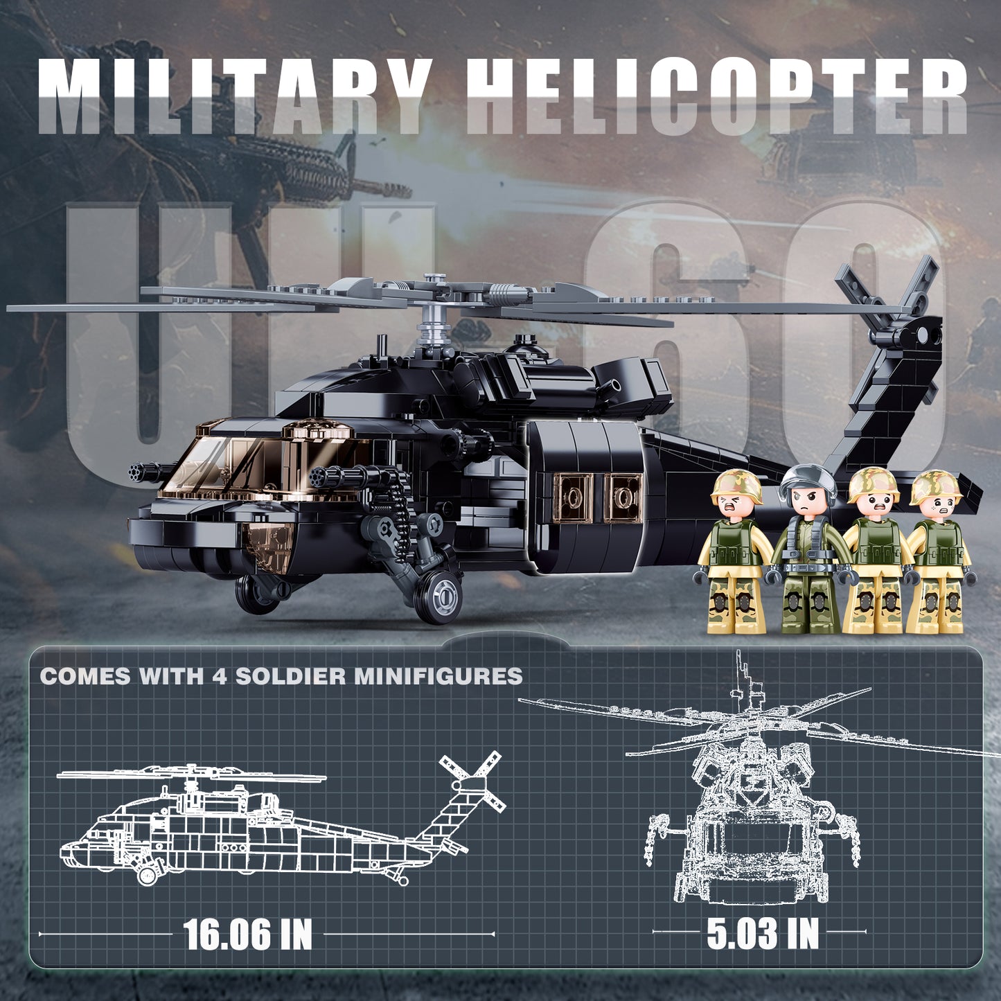 UH-60 Black Hawk Hubschrauber-Bausatz, 692 Teile