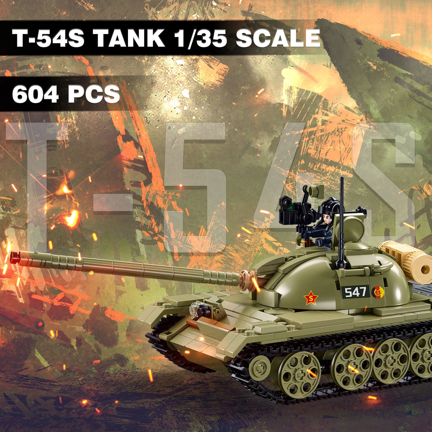 T-54/T-55/T-69 Armeepanzer-Bausatz, 604 Teile