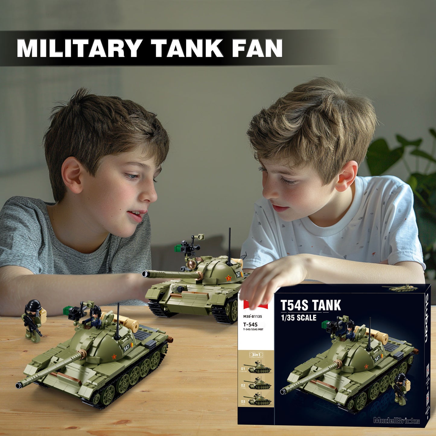 T-54/T-55/T-69 Armeepanzer-Bausatz, 604 Teile