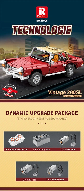 Reobrix ZZ11005-D The 1:10 Scale Mercedes-Benz 280 SL (Motorized Model) building block set – image 2