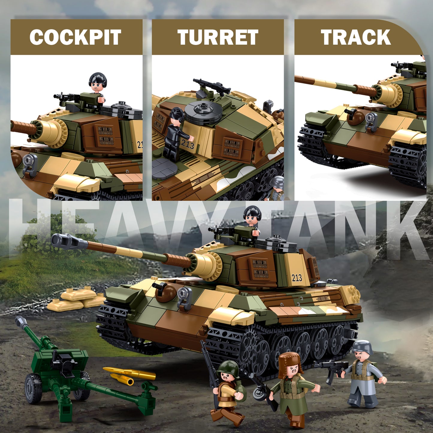 WW2 Tiger II Army Panzer-Bausatz, 930 Teile
