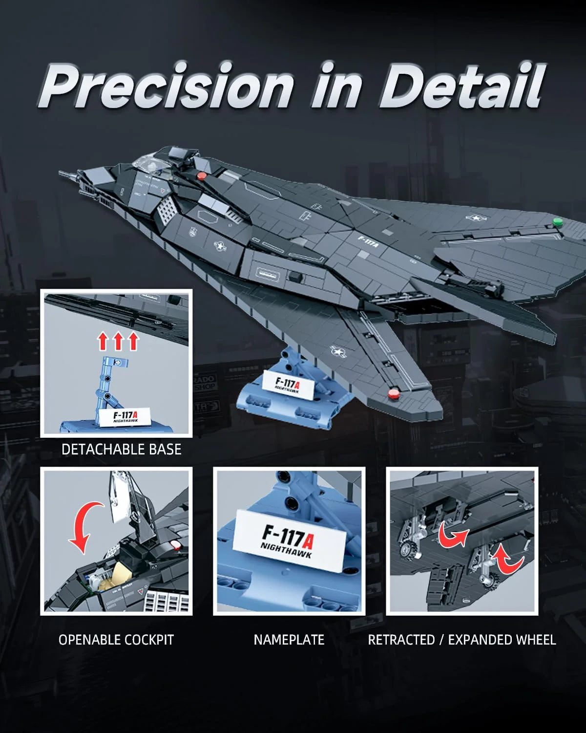 JJ9095 F-117A Nighthawk Fighter Jet Building Block Set