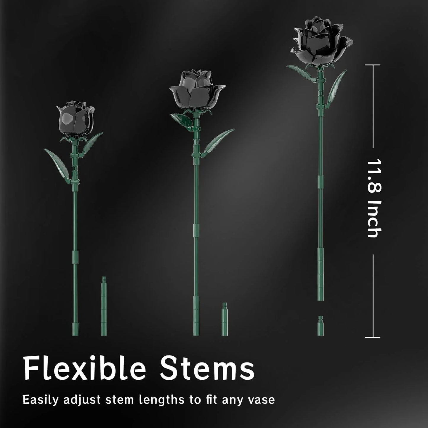 FreeTribe 11009 Black Roses Bouquet Building Set