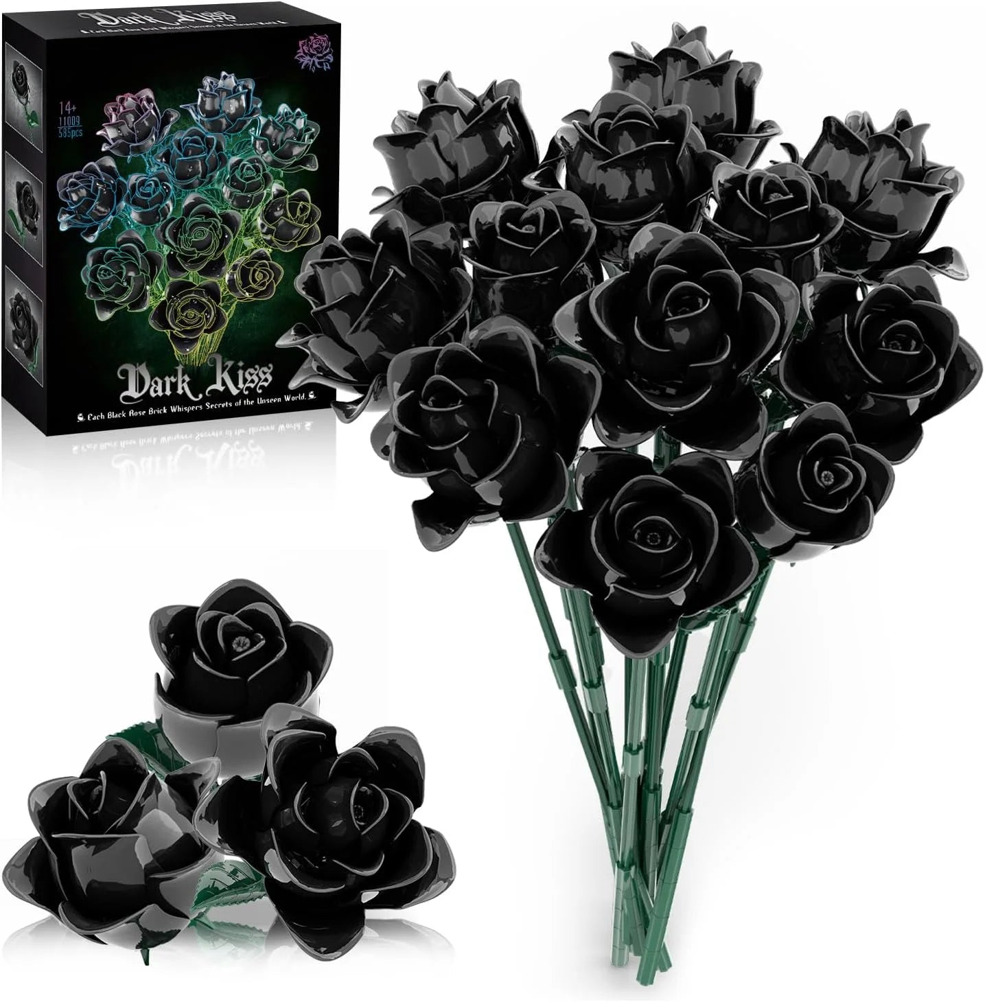 FreeTribe 11009 Black Roses Bouquet Building Set