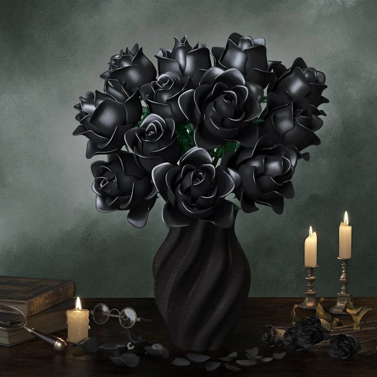 FreeTribe 11009 Black Roses Bouquet Building Set
