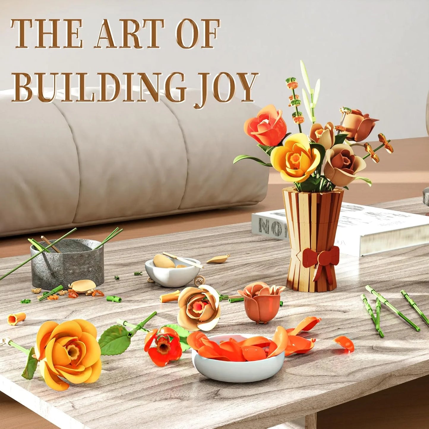 MJ13066 Roses Bouquet Botanical Collection Kits Artificial Flower Set