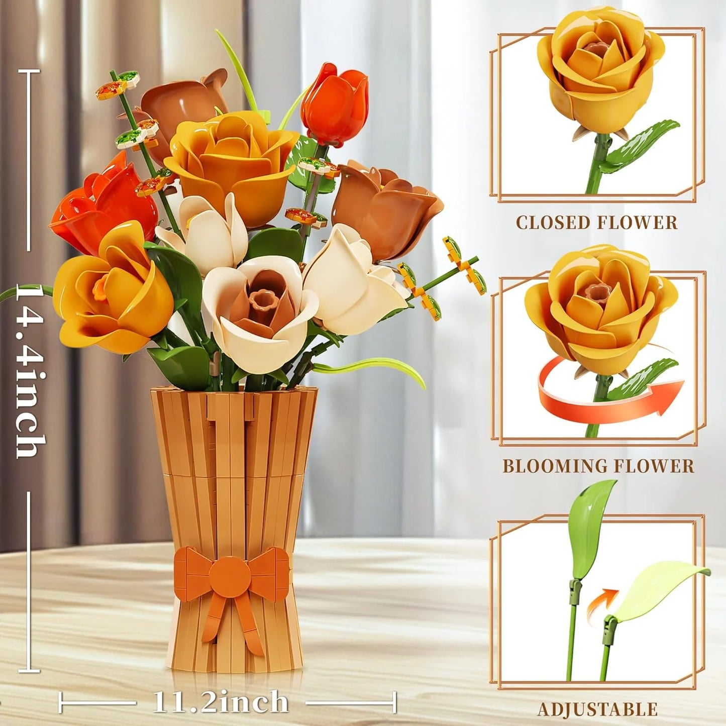 MJ13066 Roses Bouquet Botanical Collection Kits Artificial Flower Set