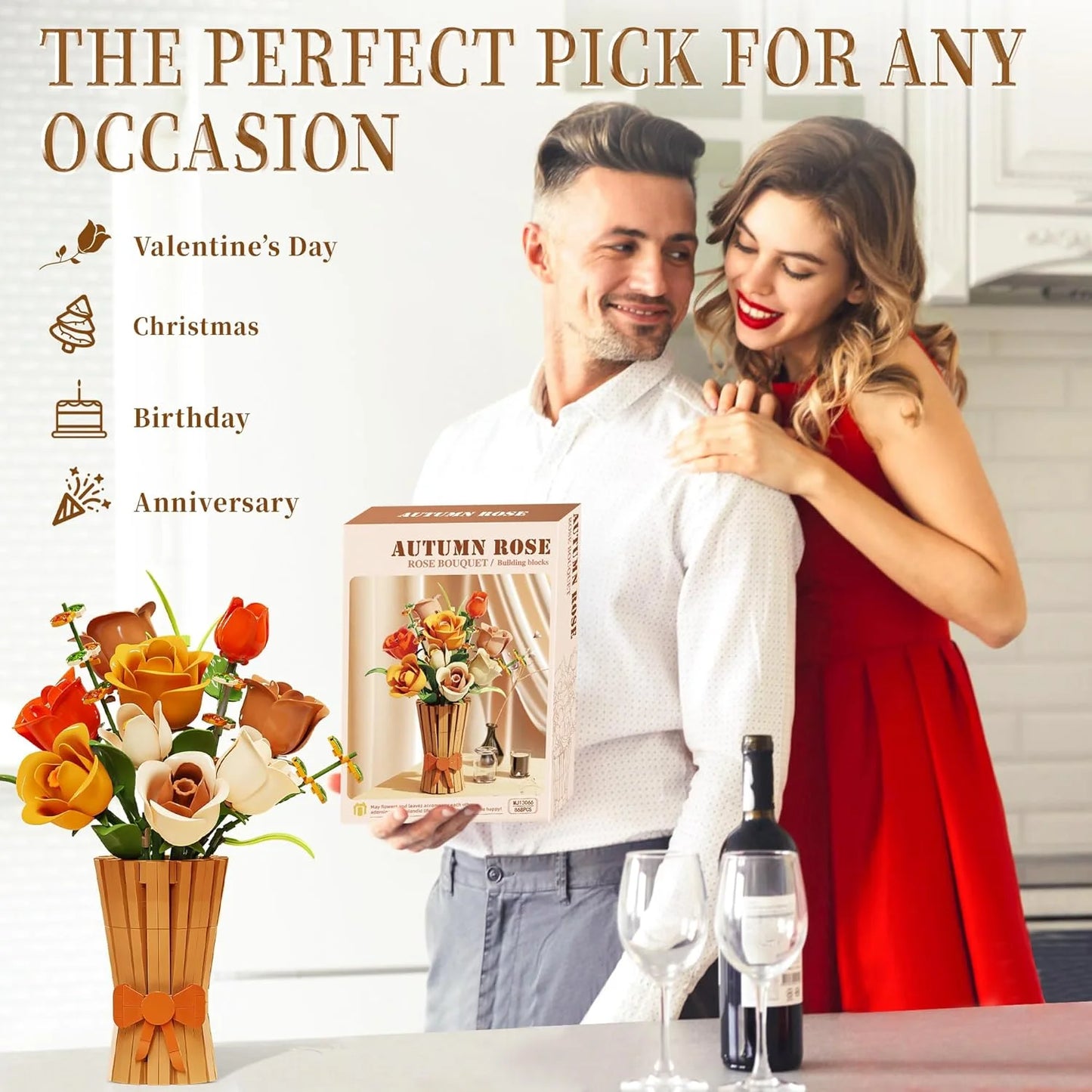 MJ13066 Roses Bouquet Botanical Collection Kits Artificial Flower Set
