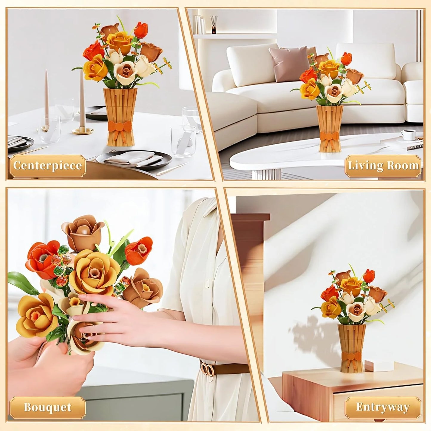 MJ13066 Roses Bouquet Botanical Collection Kits Artificial Flower Set