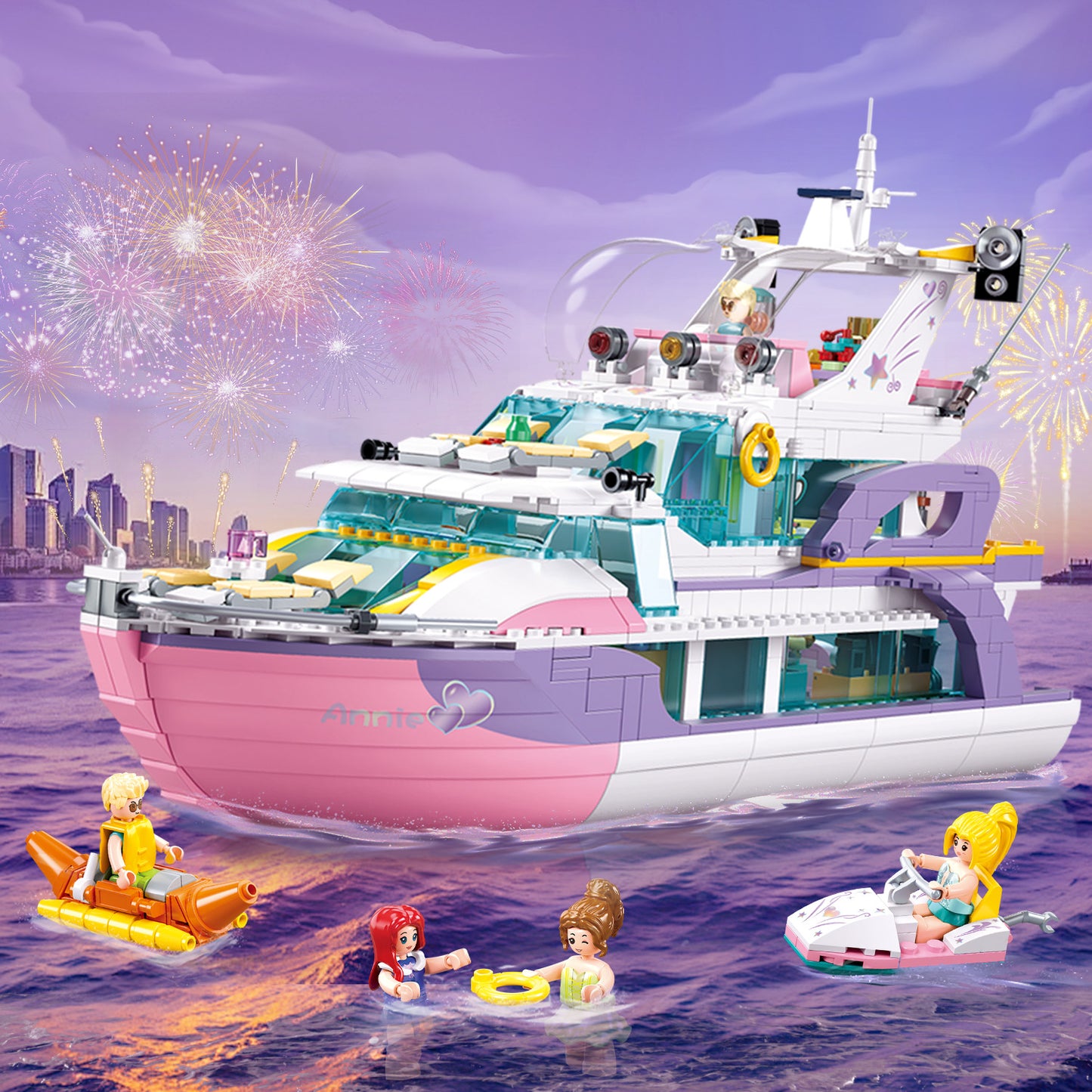 Rosa Yacht-Bausatz für Mädchen, 1108 Teile