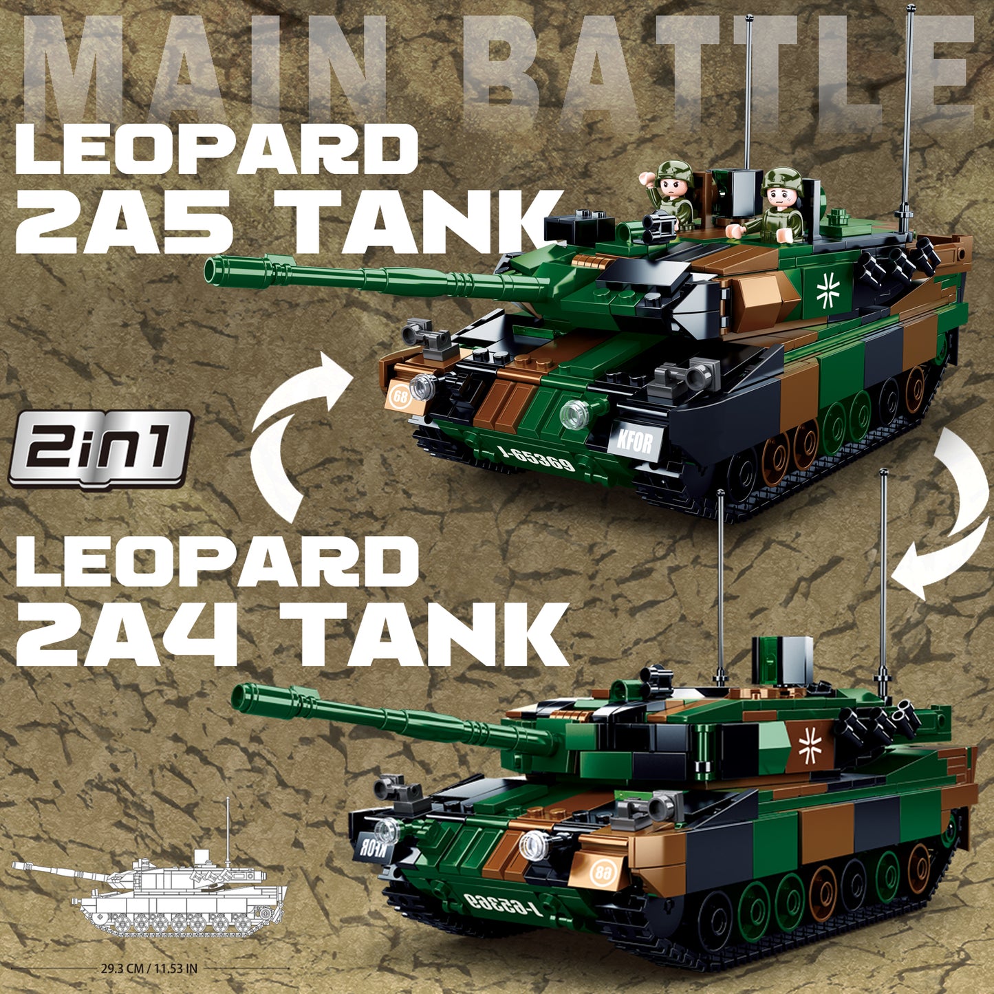 Leopard 2A5 2A4 Armeepanzer-Bausatz, 766 Teile