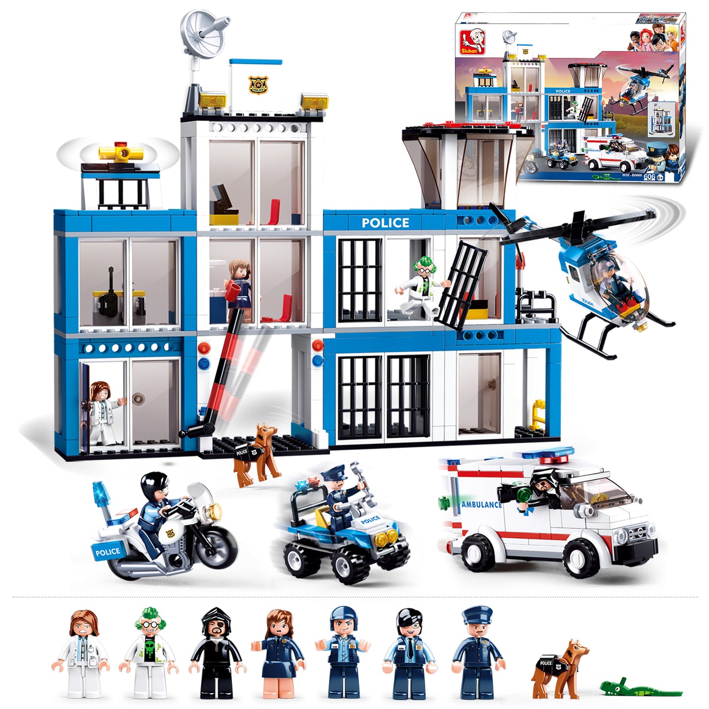 City Polizeistation Bausatz, 606 Teile