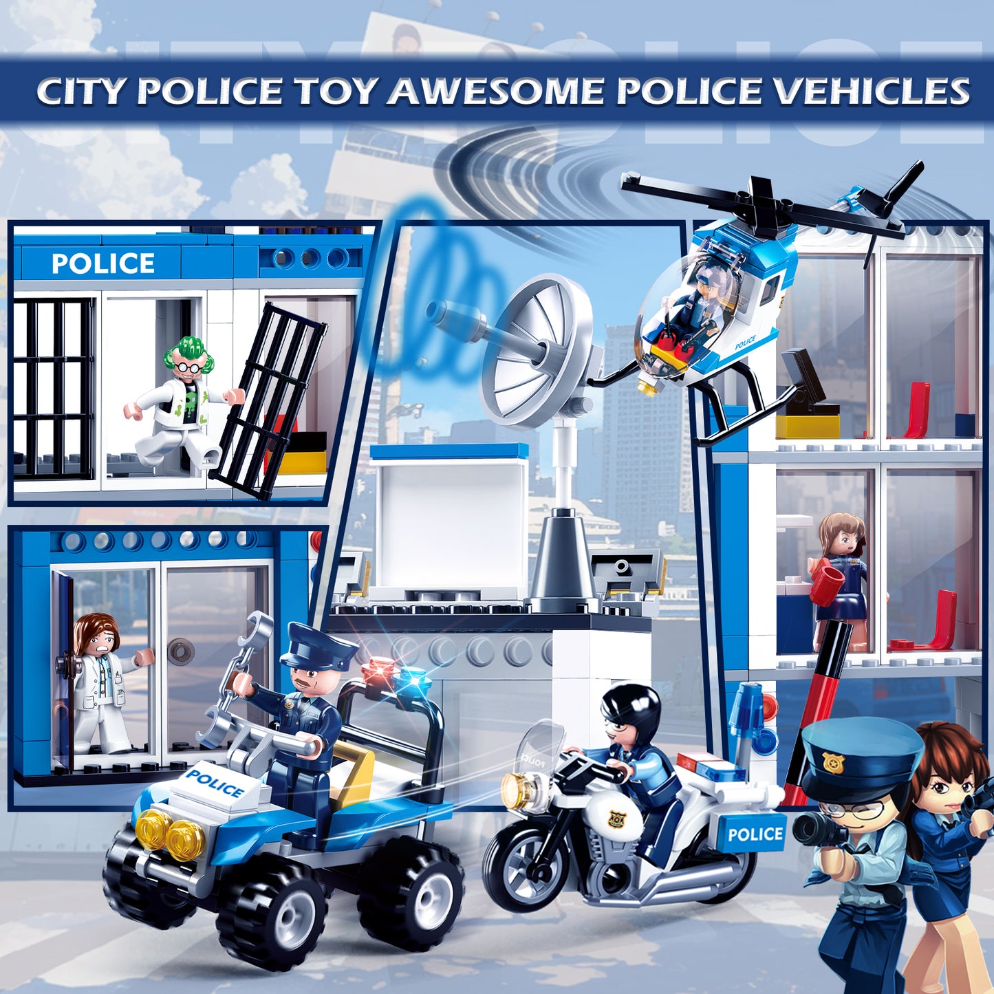City Polizeistation Bausatz, 606 Teile