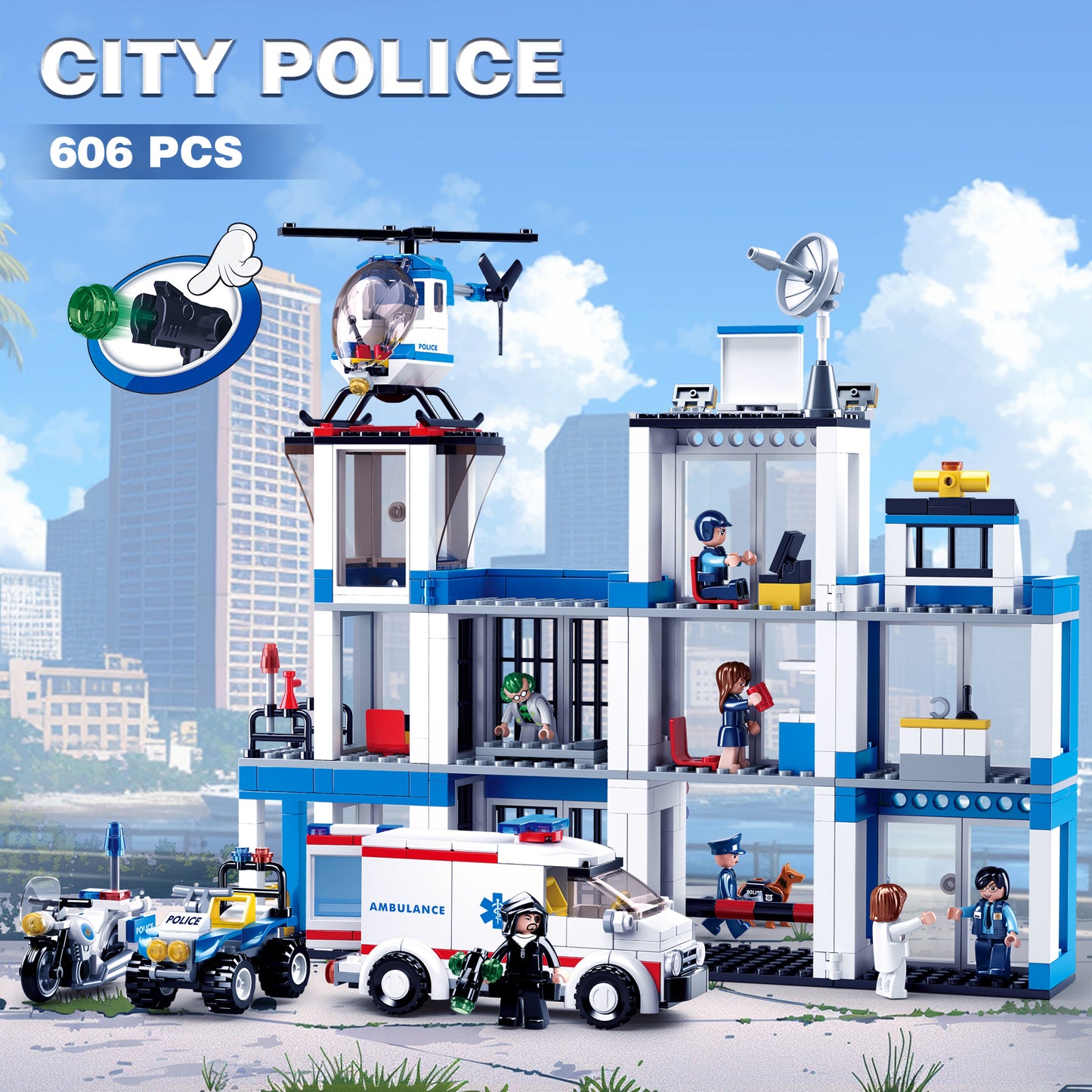 City Polizeistation Bausatz, 606 Teile