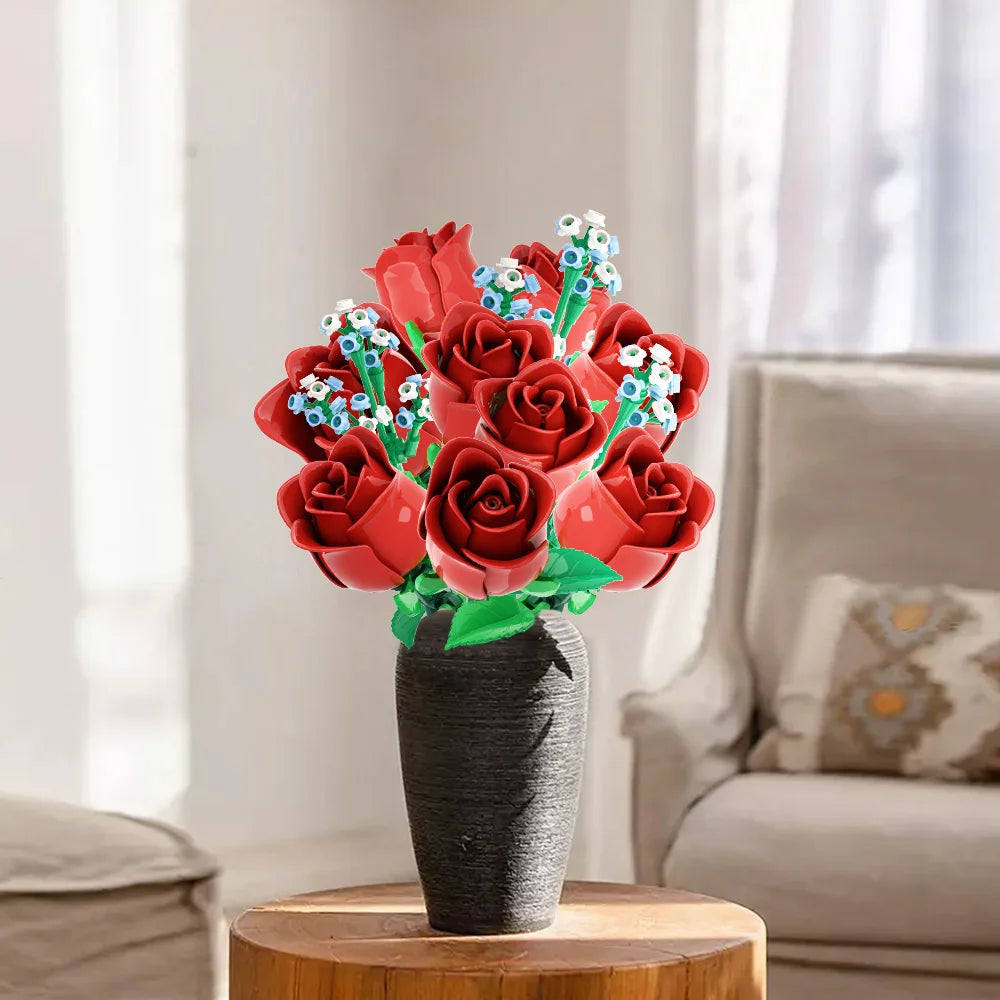 FreeTribe 11003 Roses Flowers Bouquet Building Set