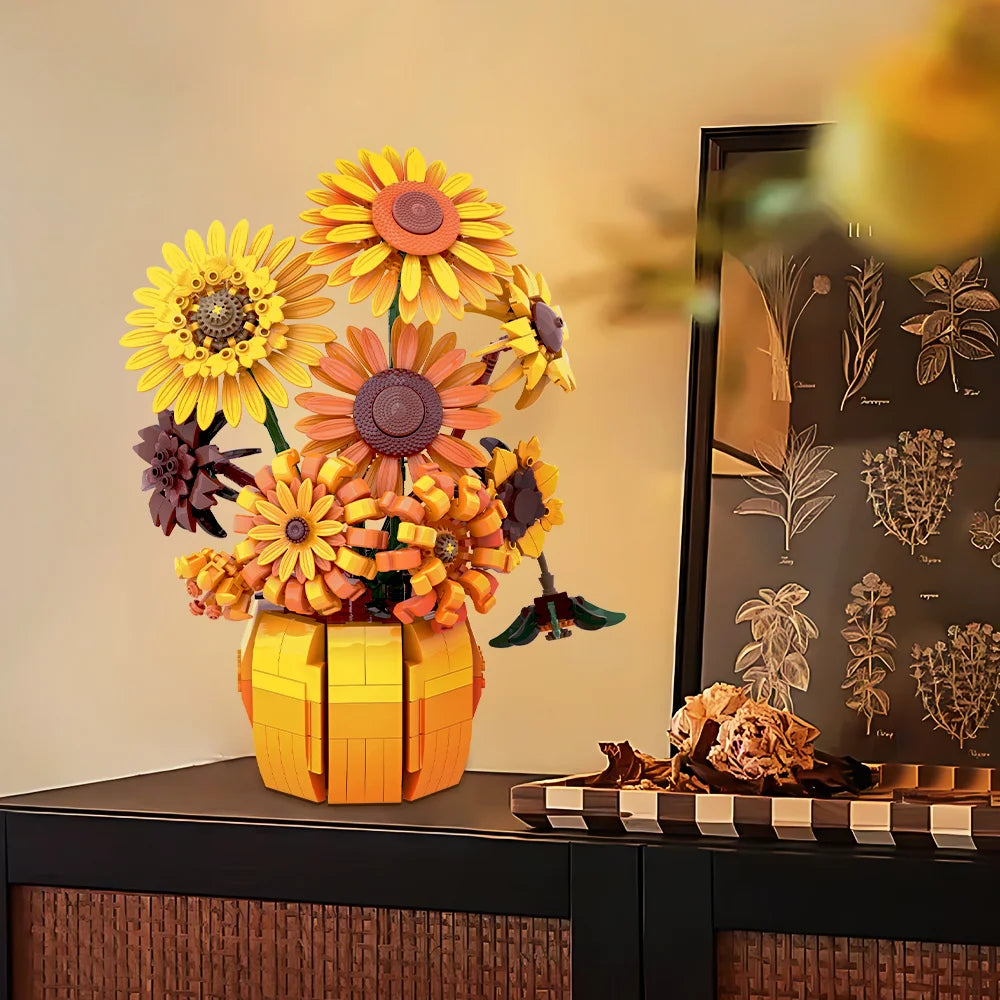 FreeTribe 11002 Sunflower Pot Building Block Set